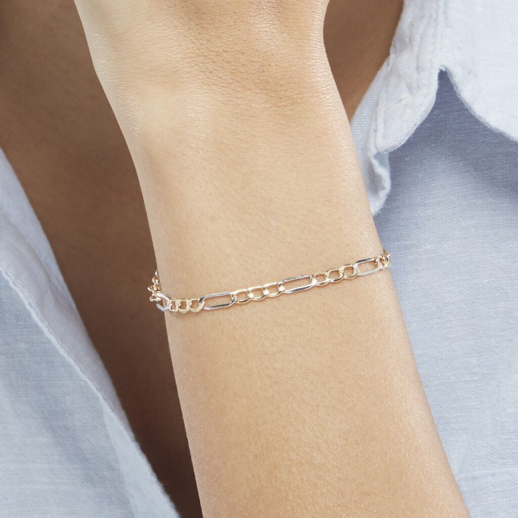 Bracelet Or Bicolore Maille Alternée 1/3 - Bracelets chaîne Femme | Histoire d’Or