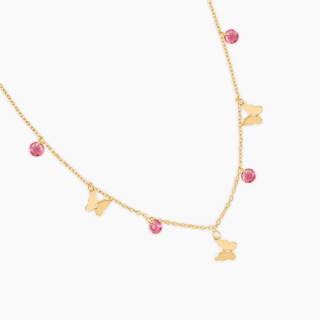 Collier Phyliss Argent Dor&eacute; A L'Or 750/1000 Oxyde De Zirconium - Bijoux avec pierres Enfant | Histoire d&rsquo;Or