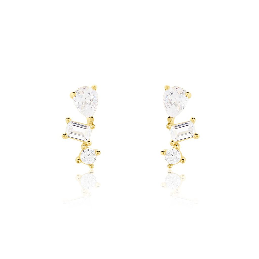 Boucles D'oreilles Puces Osip Or Jaune Oxyde De Zirconium - Clous d'oreilles Femme | Histoire d’Or