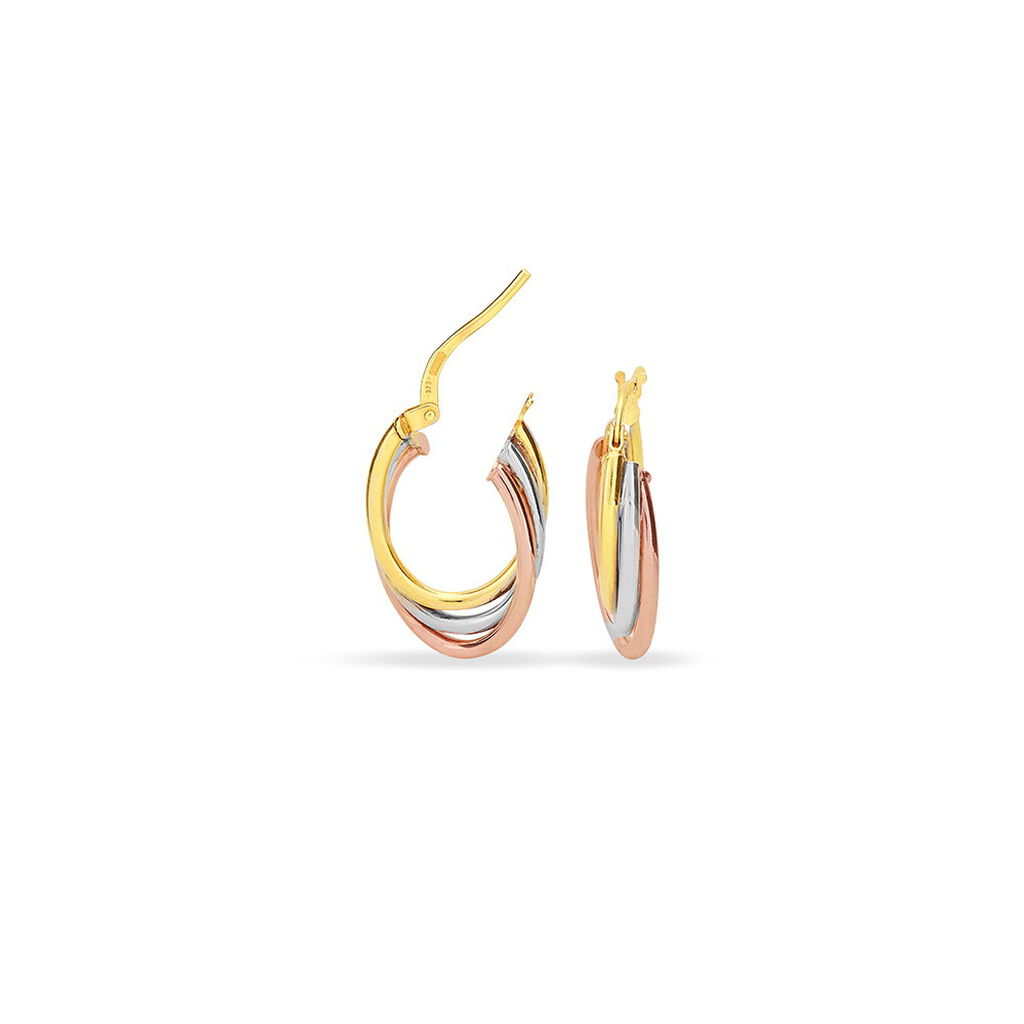 Créoles Tanya Or Tricolore - Boucles d'oreilles créoles Femme | Histoire d’Or