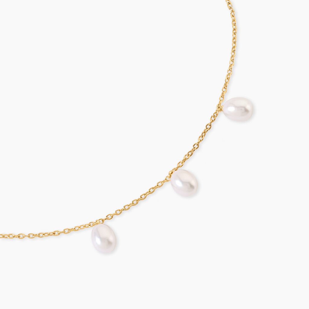 Collier Thanya Argent Dor&eacute; A L'Or 750/1000 Perle De Culture - Colliers Femme | Histoire d&rsquo;Or