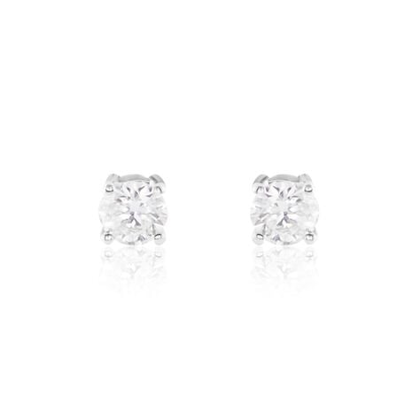 Boucles D'oreilles Puces Or Blanc Victoria Diamants - Clous d'oreilles Femme | Histoire d’Or