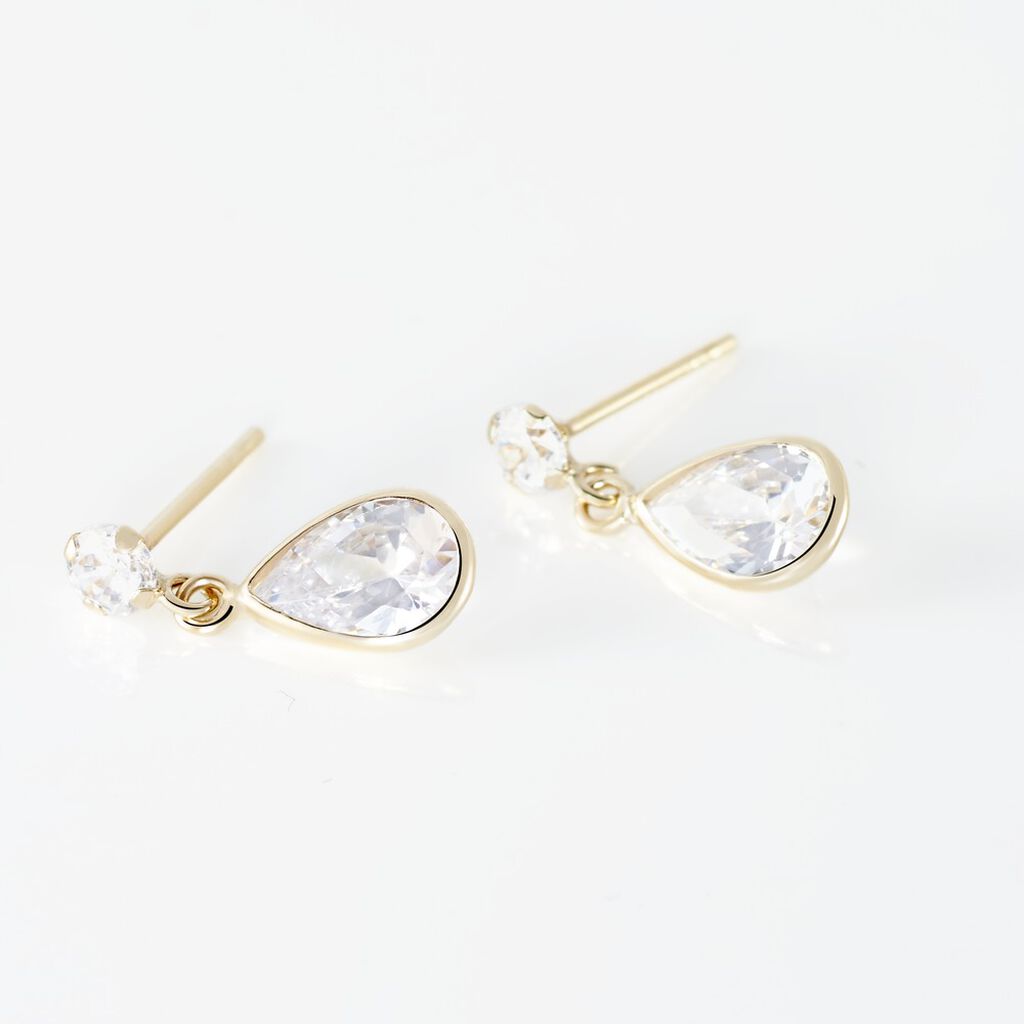 Boucles D'oreilles Pendantes Lika Or Jaune Oxyde De Zirconium - Boucles d'oreilles pendantes Femme | Histoire d&rsquo;Or