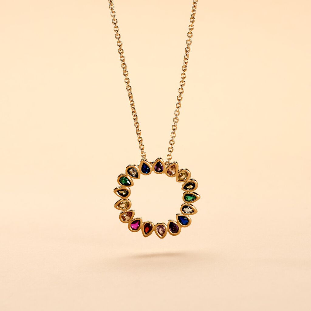 Collier Plaqu&eacute; Or Jaune Ethem Pierres Multicolores - Colliers Femme | Histoire d&rsquo;Or
