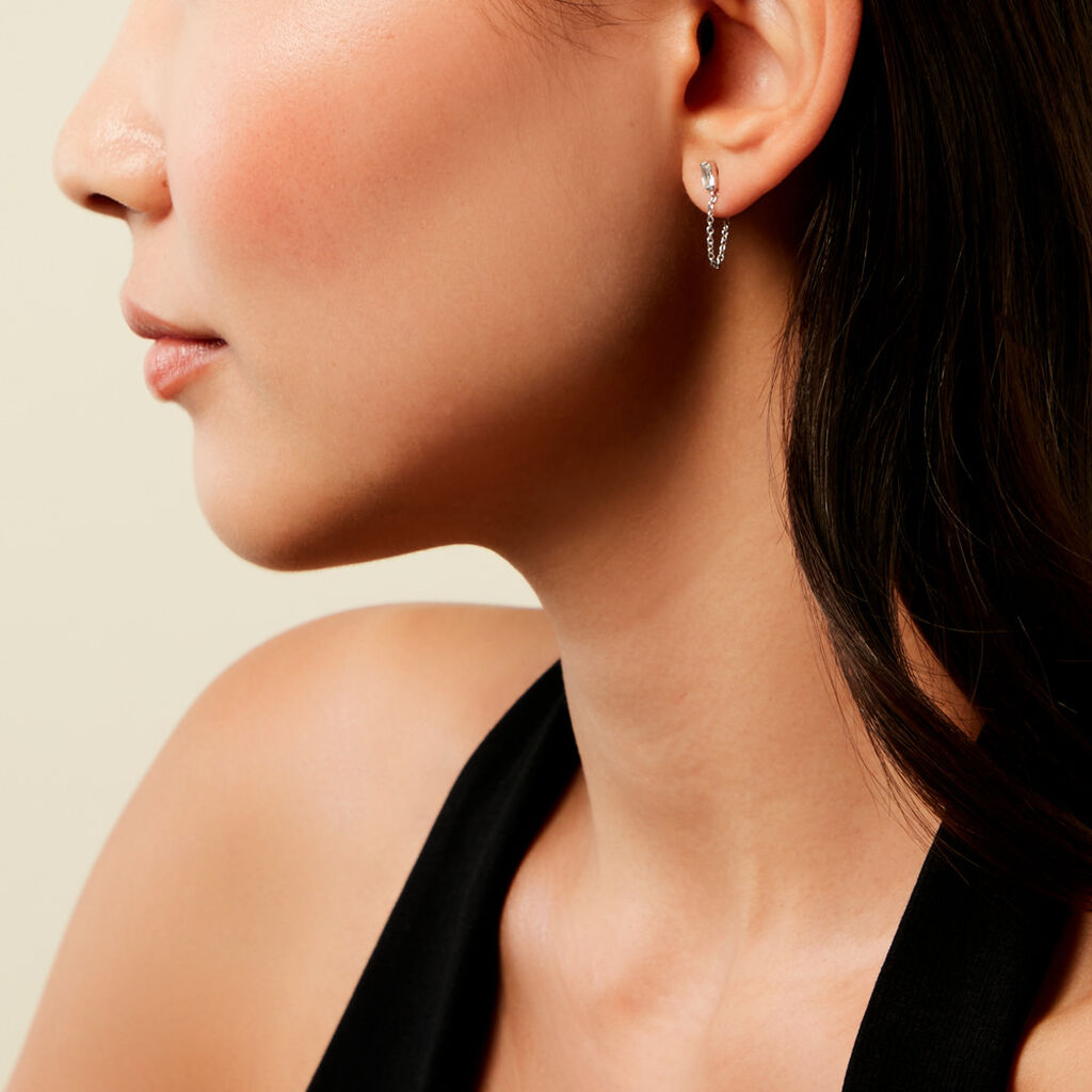 Boucles D'Oreilles Pendantes Manuelita Argent Blanc Oxyde De Zirconium - Boucles d'oreilles fantaisie Femme | Histoire d’Or