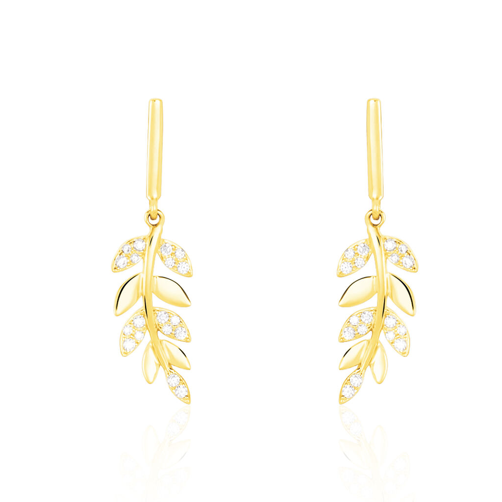 Boucles D'oreilles Pendantes Nahia Or Jaune Oxyde De Zirconium - Boucles d'oreilles pendantes Femme | Histoire d’Or