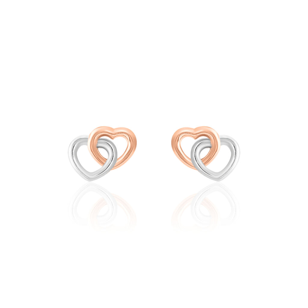 Boucles D'oreilles Puces Donna Coeurs Ajoures Or Rose - Clous d'oreilles Femme | Histoire d’Or