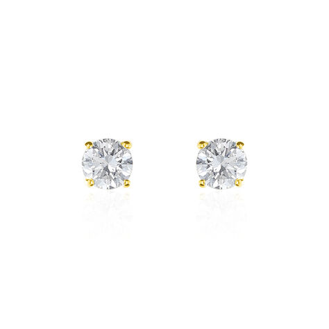 Boucles D'oreilles Puces 4 Griffes Or Jaune Diamant Synthetique - Clous d'oreilles Femme | Histoire d’Or