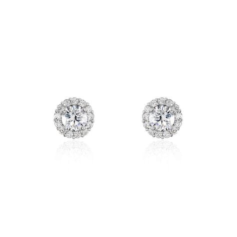 Boucles D'oreilles Puces Eternite Argent Blanc Oxyde De Zirconium - Boucles d'oreilles fantaisie Femme | Histoire d’Or