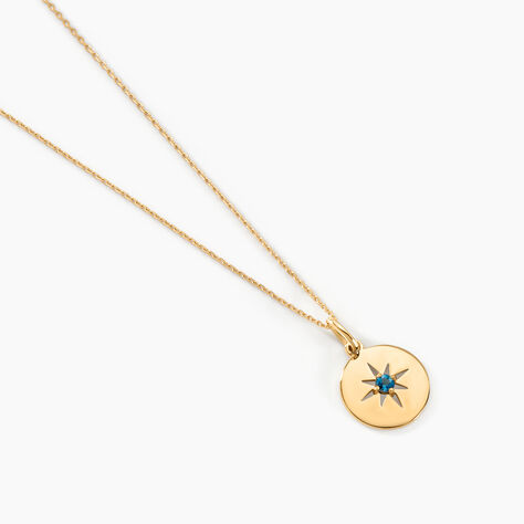 Collier Or Jaune Evening Star Topaze Bleu London - Colliers Etoile Femme | Histoire d’Or