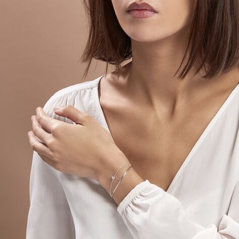 Bracelet Jonc Ruth Argent Blanc Oxyde De Zirconium - Bracelets fantaisie Femme | Histoire d’Or