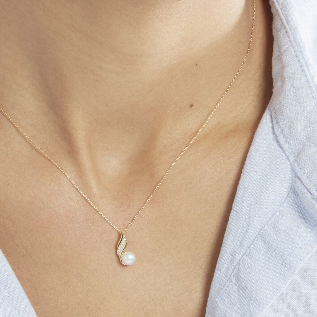 Collier Leta Or Jaune Perle De Culture Et Oxyde De Zirconium - Colliers Femme | Histoire d’Or