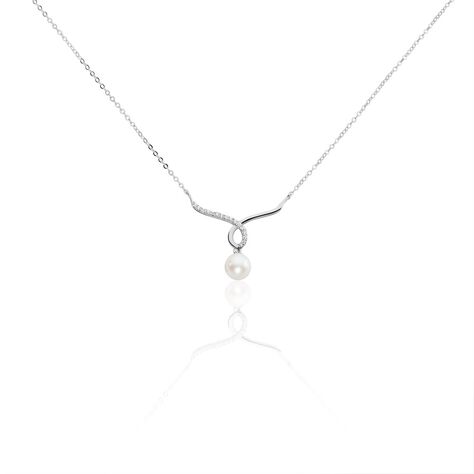 Collier Or Blanc Proximae Perle De Culture Oxydes De Zirconium - Colliers Femme | Histoire d’Or