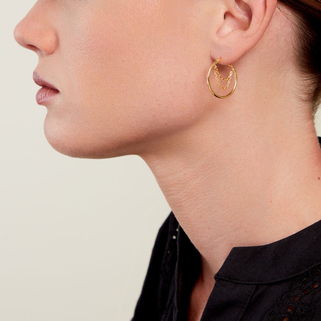 Cr&eacute;oles Omnia Plaqu&eacute; Or Dor&eacute; - Boucles d'oreilles cr&eacute;oles Femme | Histoire d&rsquo;Or