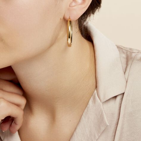 Créoles Amael Acier Jaune - Boucles d'oreilles créoles Femme | Histoire d’Or