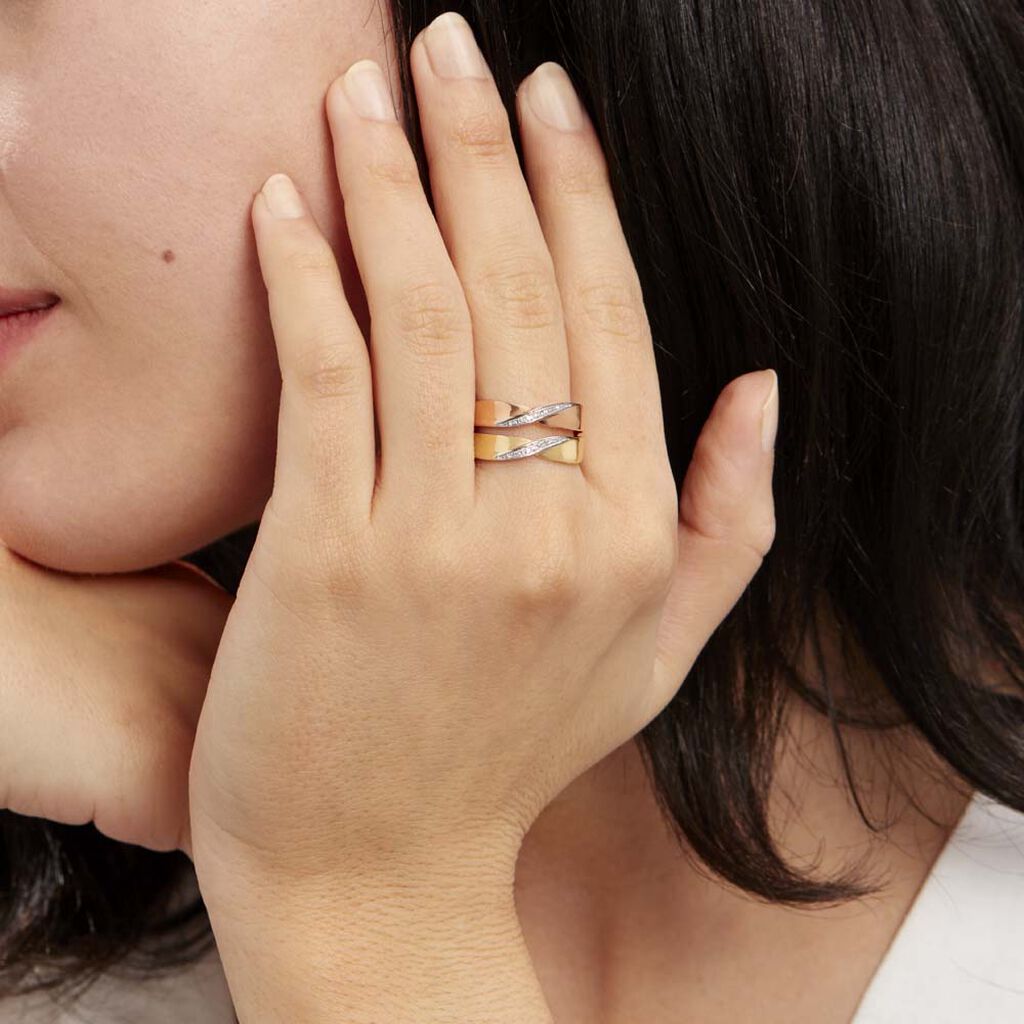 Bague Salima Or Bicolore Diamant - Bagues avec pierre Femme | Histoire d’Or