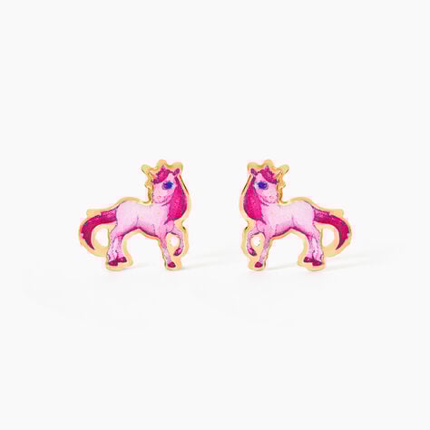 Boucles D'oreilles Puces Fantasila Cheval Or Jaune - Clous d'oreilles Enfant | Histoire d&rsquo;Or
