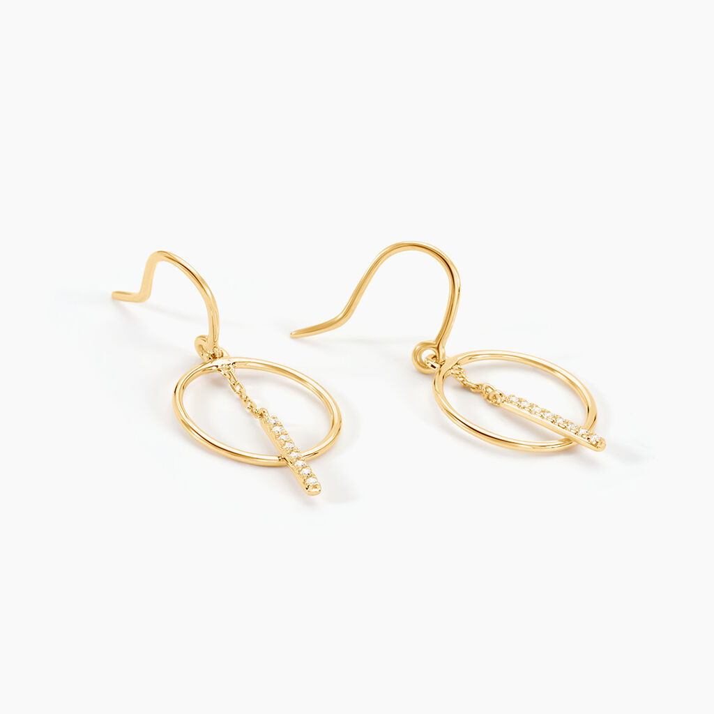 Boucles D'oreilles Pendantes Or Jaune Guda Oxyde De Zirconium - Boucles d'oreilles pendantes Femme | Histoire d&rsquo;Or