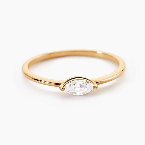 Bague Amazone Plaqu&eacute; Or Jaune Oxyde De Zirconium - Bagues solitaires Femme | Histoire d&rsquo;Or