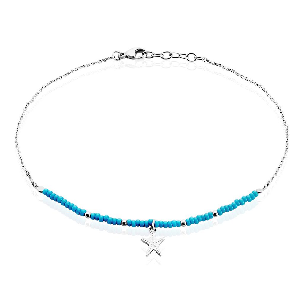 Chaîne De Cheville Argent Blanc Noga Miyuki - Chaînes de cheville Femme | Histoire d’Or