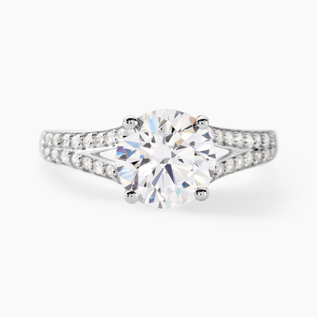 Bague Solitaire Carolina Or Blanc Oxyde De Zirconium - Bagues solitaires Femme | Histoire d&rsquo;Or