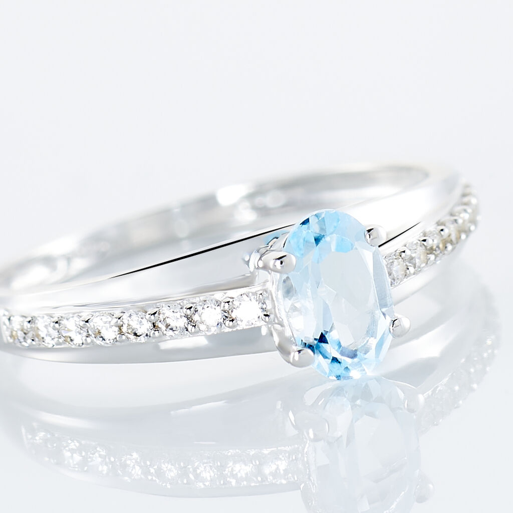 Bague Solitaire Tahyss Or Blanc Topaze Et Oxyde De Zirconium - Bagues solitaires Femme | Histoire d&rsquo;Or