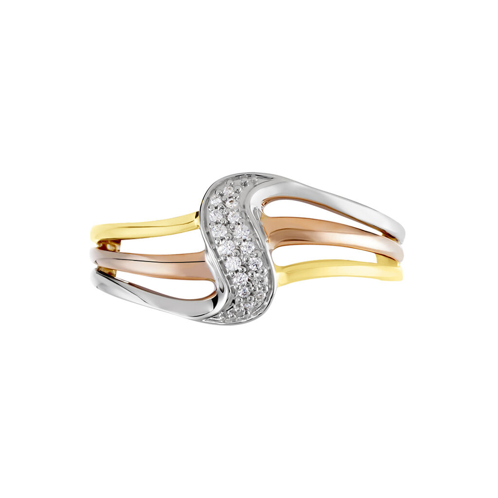 Bague Or Tricolore Dionyse Oxydes De Zirconium - Bagues avec pierre Femme | Histoire d’Or