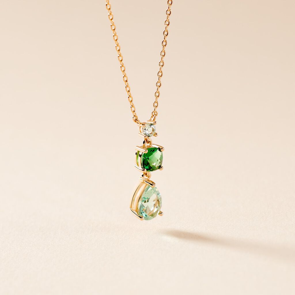 Collier Huffie Plaqué Or Jaune Pierre D'imitation - Colliers Femme | Histoire d’Or