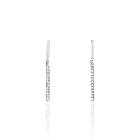 Boucles D'oreilles Puces Alayna Or Blanc Diamant - Boucles d'oreilles pendantes Femme | Histoire d’Or