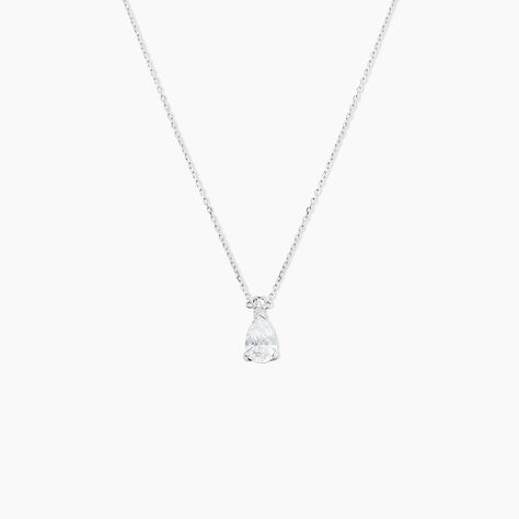 Collier Enis Or Blanc Oxyde De Zirconium Et Olivine - Colliers Femme | Histoire d’Or