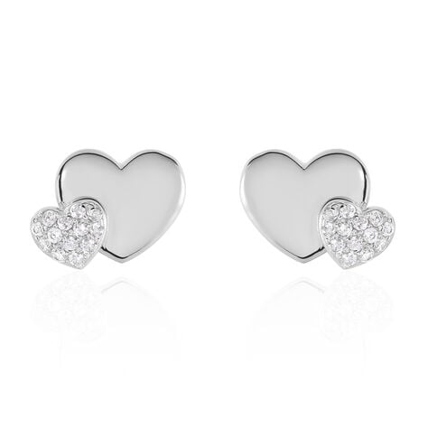 Boucles D'oreilles Puces Flamen Argent Blanc Oxyde De Zirconium - Boucles d'oreilles fantaisie Femme | Histoire d’Or