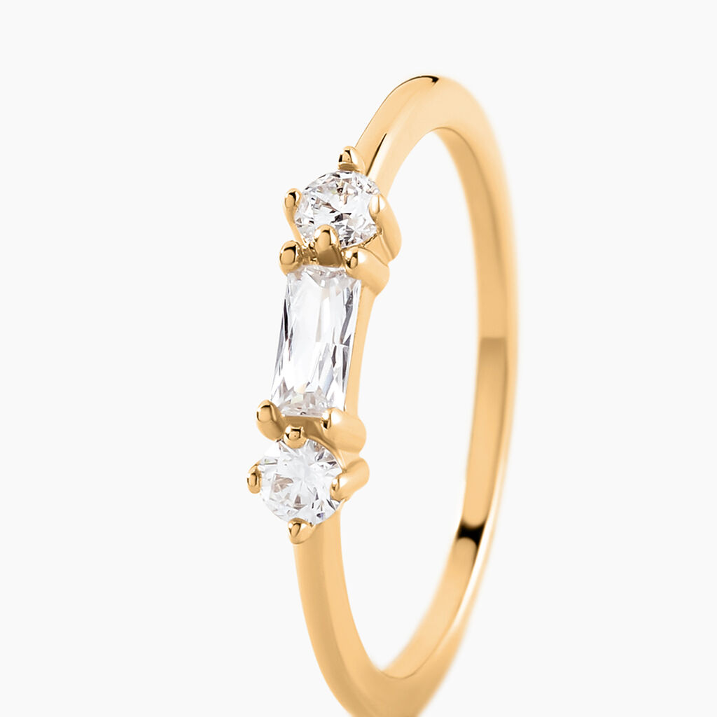 Bague Estela Plaque Or Jaune Oxyde De Zirconium - Bagues avec pierre Femme | Histoire d&rsquo;Or