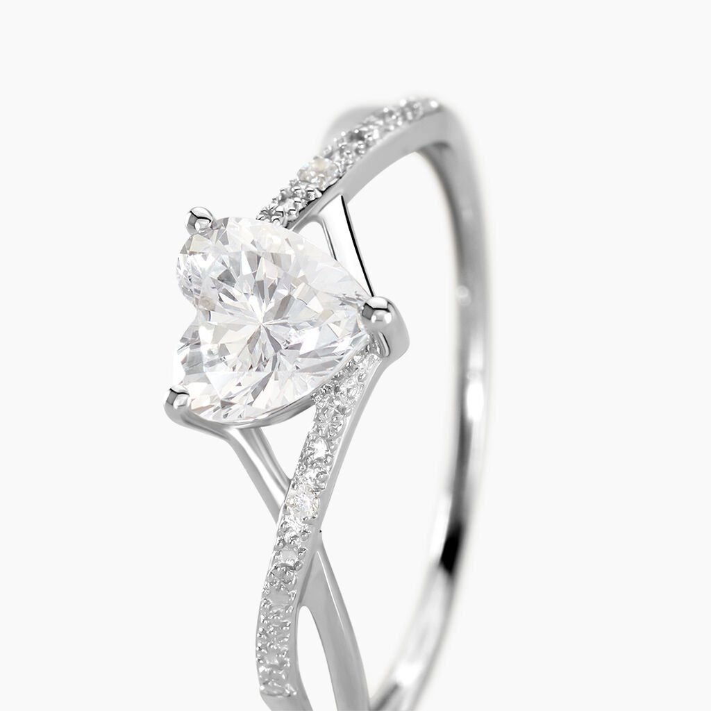 Bague Or Blanc Clothilde Oxyde De Zirconium - Bagues solitaires Femme | Histoire d&rsquo;Or