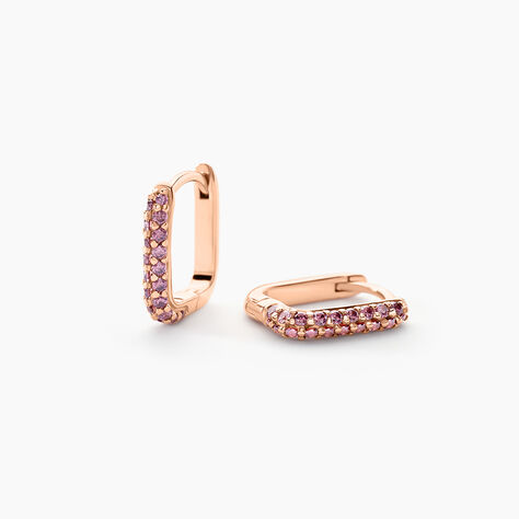 Creoles Rio Argent Rose Oxyde De Zirconium - Boucles d'oreilles cr&eacute;oles Femme | Histoire d&rsquo;Or