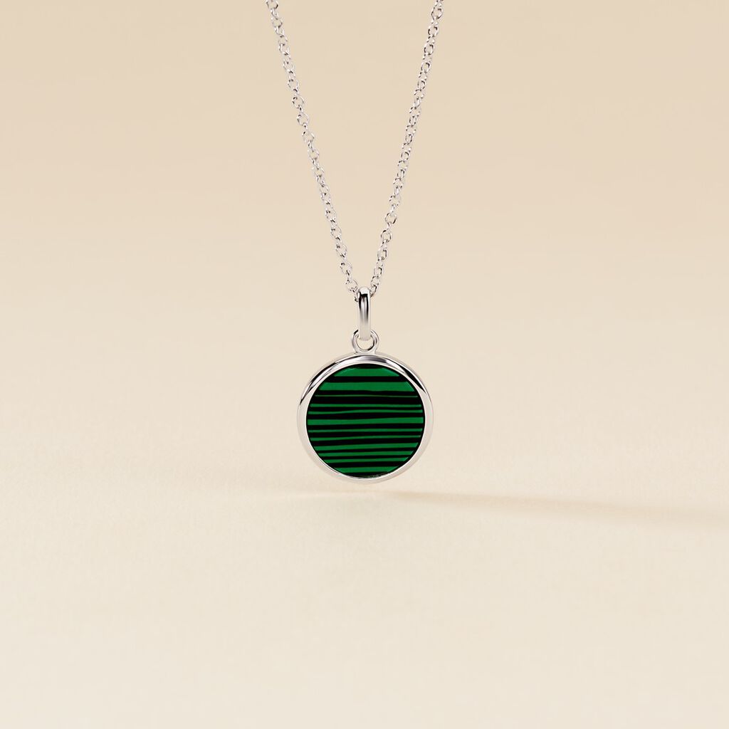Collier Sa&uuml;l Argent Blanc Malachite - Colliers fantaisie Femme | Histoire d&rsquo;Or