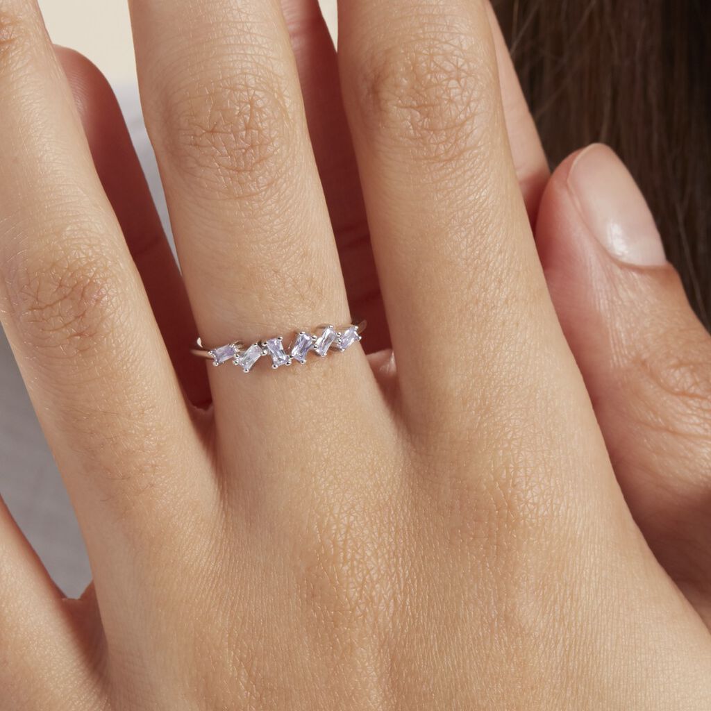 Bague Adonia Argent Blanc Oxyde De Zirconium Bleu - Bagues avec pierre Femme | Histoire d’Or