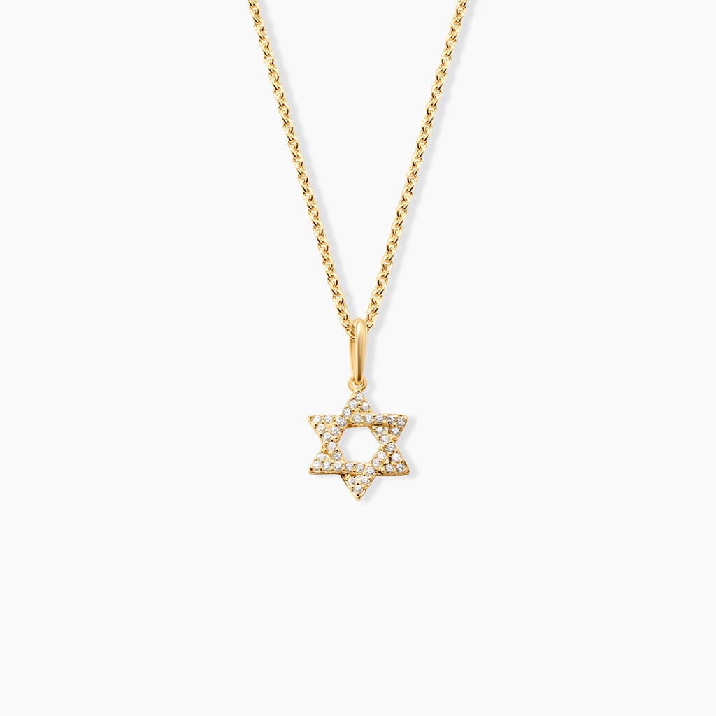 Pendentif Faye Argent Dor&eacute; A L'Or 750/1000 Oxyde De Zirconium - Pendentifs Femme | Histoire d&rsquo;Or