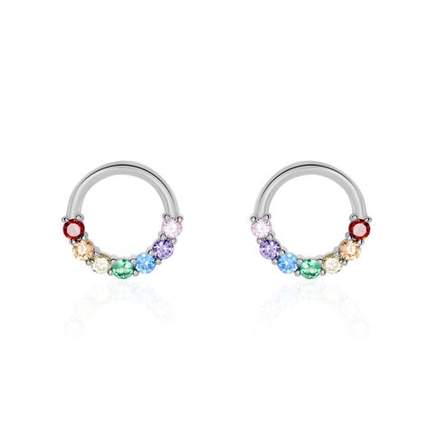 Boucles D'oreilles Puces Argent Blanc Giustino Oxydes De Zirconium - Boucles d'oreilles fantaisie Femme | Histoire d&rsquo;Or