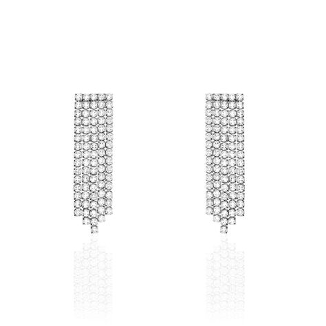 Boucles D'oreilles Pendantes Clavie Argent Blanc Oxyde De Zirconium - Boucles d'oreilles pendantes Femme | Histoire d’Or