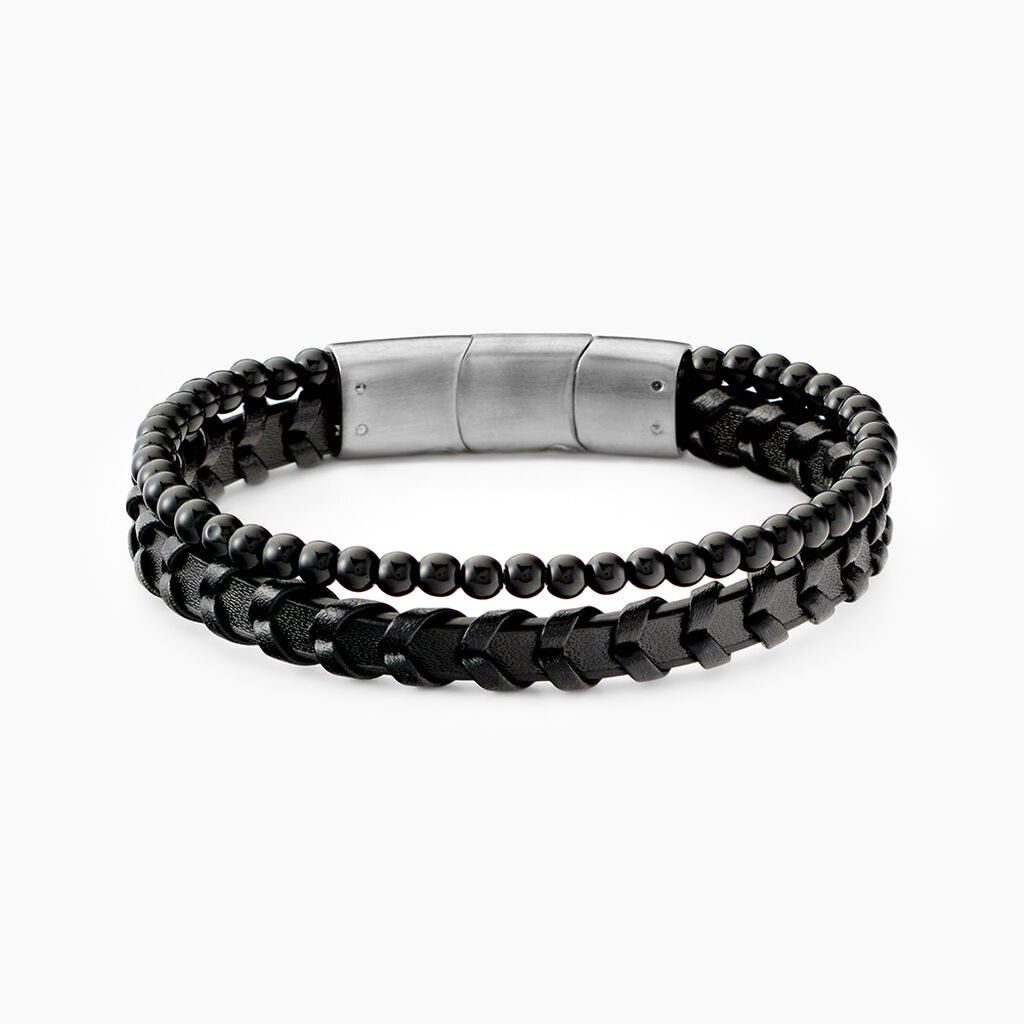 Bracelet Jourdan Cuir De Vache Noir Onyx - Bracelets Homme | Histoire d&rsquo;Or