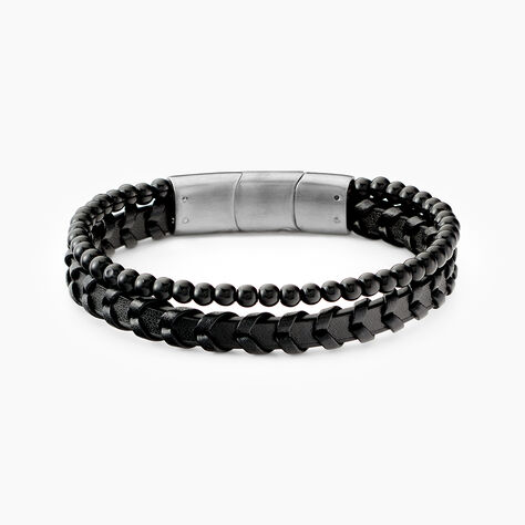 Bracelet Jourdan Cuir De Vache Noir Onyx - Bracelets Homme | Histoire d&rsquo;Or