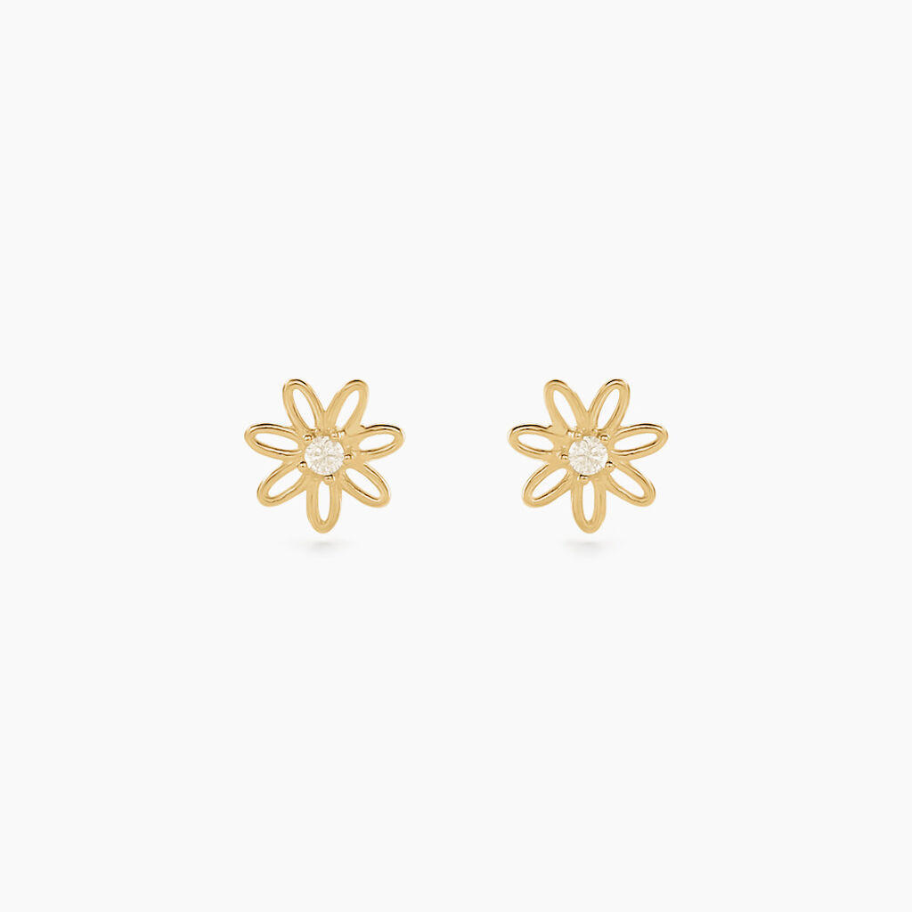 Boucles D'oreilles Puces Syd Or Jaune Oxyde De Zirconium - Clous d'oreilles Enfant | Histoire d’Or