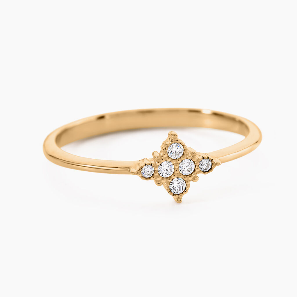 Bague Dainty Plaqu&eacute; Or Jaune Oxyde De Zirconium - Bagues avec pierre Femme | Histoire d&rsquo;Or