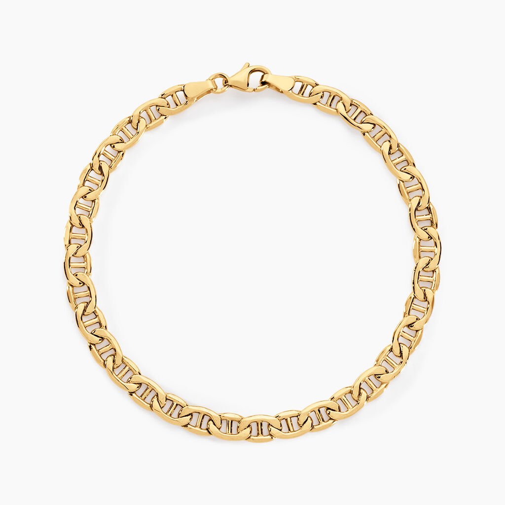 Bracelet Capucin Or Jaune Maille Marine Plate - Bracelets cha&icirc;ne Femme | Histoire d&rsquo;Or