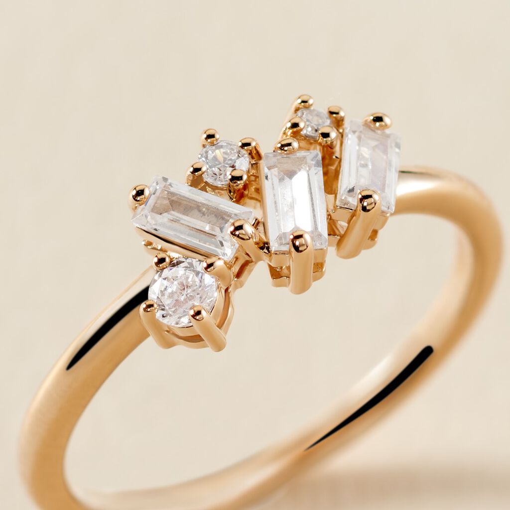 Bague Jardins D'hiver Plaqué Or Jaune Oxyde De Zirconium - Bagues avec pierre Femme | Histoire d’Or