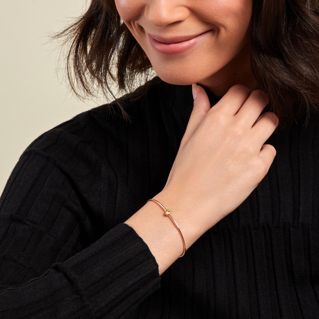Bracelet Jonc Ottila Plaque Or Jaune Oxyde De Zirconium - Bracelets joncs Femme | Histoire d’Or