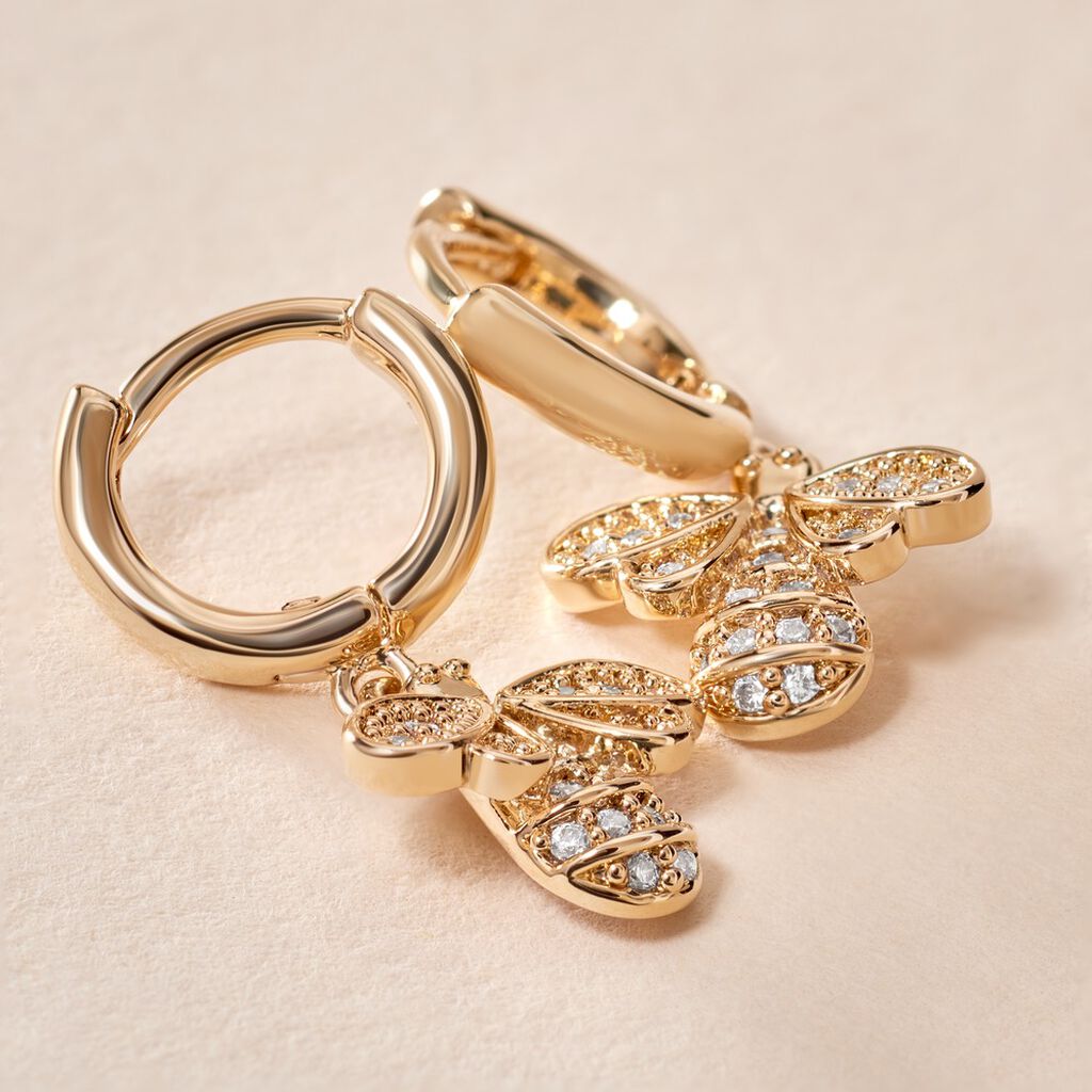 Créoles Abelha Plaqué Or Jaune Oxyde De Zirconium - Boucles d'oreilles créoles Femme | Histoire d’Or
