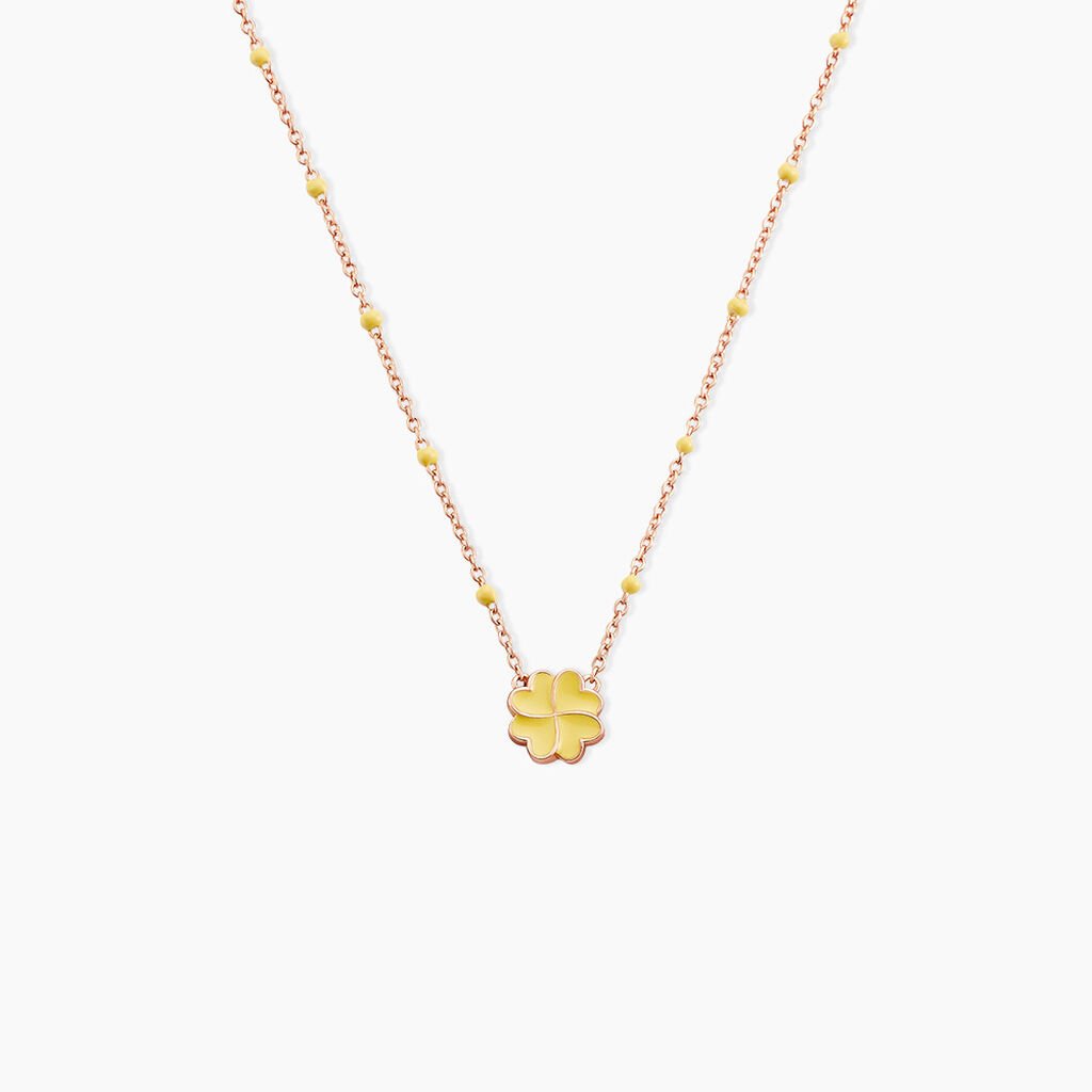 Collier Mimosa Argent Rose - Ras de cou Femme | Histoire d&rsquo;Or