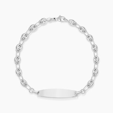 Bracelet Identit&eacute; Evin Maille Grain De Cafe Or Blanc