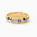 Alliance Fantaisie Ruban Plat Or Bicolore - Alliances 18 carats Unisex | Histoire d&rsquo;Or